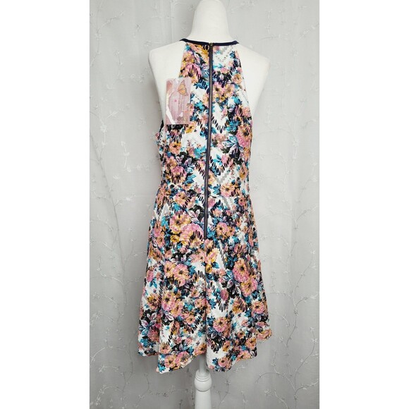 LOVE FIRE Dress Fit & Flare Keyhole Halter Neck Floral Cut-out Lace Junior Large - Picture 4 of 7